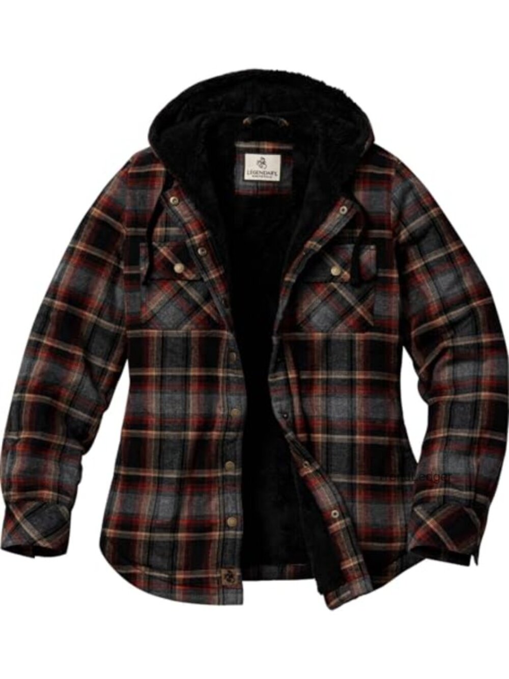Sherpa Lined Flannel Shirt Jacket with Hood, Snap Front, Cozy Insulated